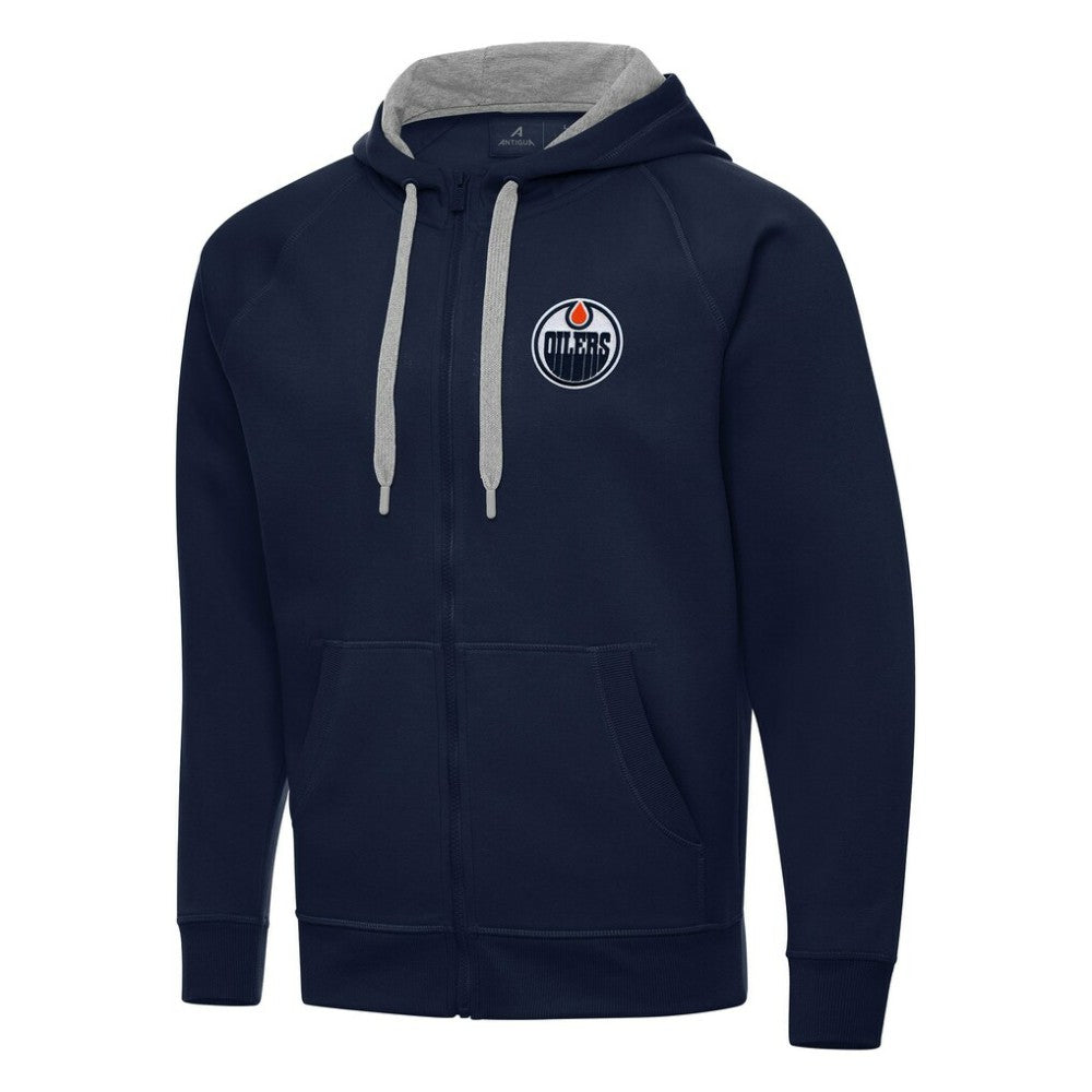 NHL Navy Edmonton Oilers Antigua Big & Tall Victory Full-Zip Hoodie