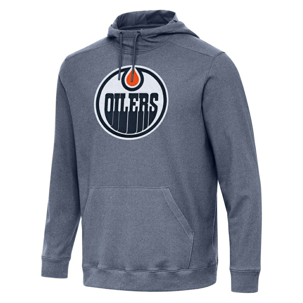 NHL Heather Navy Edmonton Oilers Antigua Cloud Pullover Hoodie