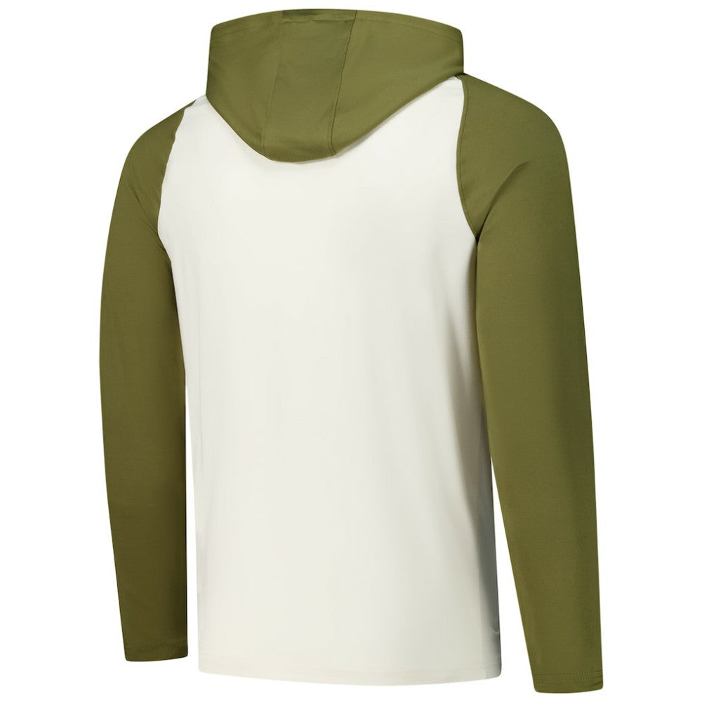 NHL Cream/Olive Toronto Maple Leafs Antigua Intrepid Sand Raglan Long Sleeve Hoodie T-Shirt