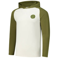 NHL Cream/Olive Edmonton Oilers Antigua Intrepid Sand Raglan Long Sleeve Hoodie T-Shirt