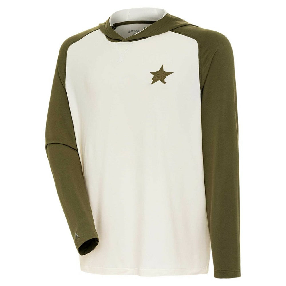 NHL Cream/Olive Dallas Stars Antigua Intrepid Sand Raglan Long Sleeve Hoodie T-Shirt