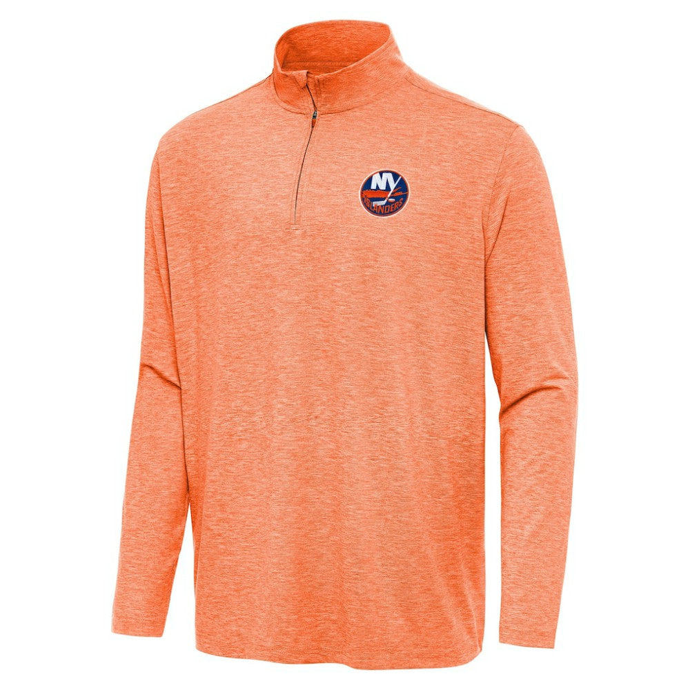 NHL Heather Orange New York Islanders Antigua Hunk Quarter-Zip Top