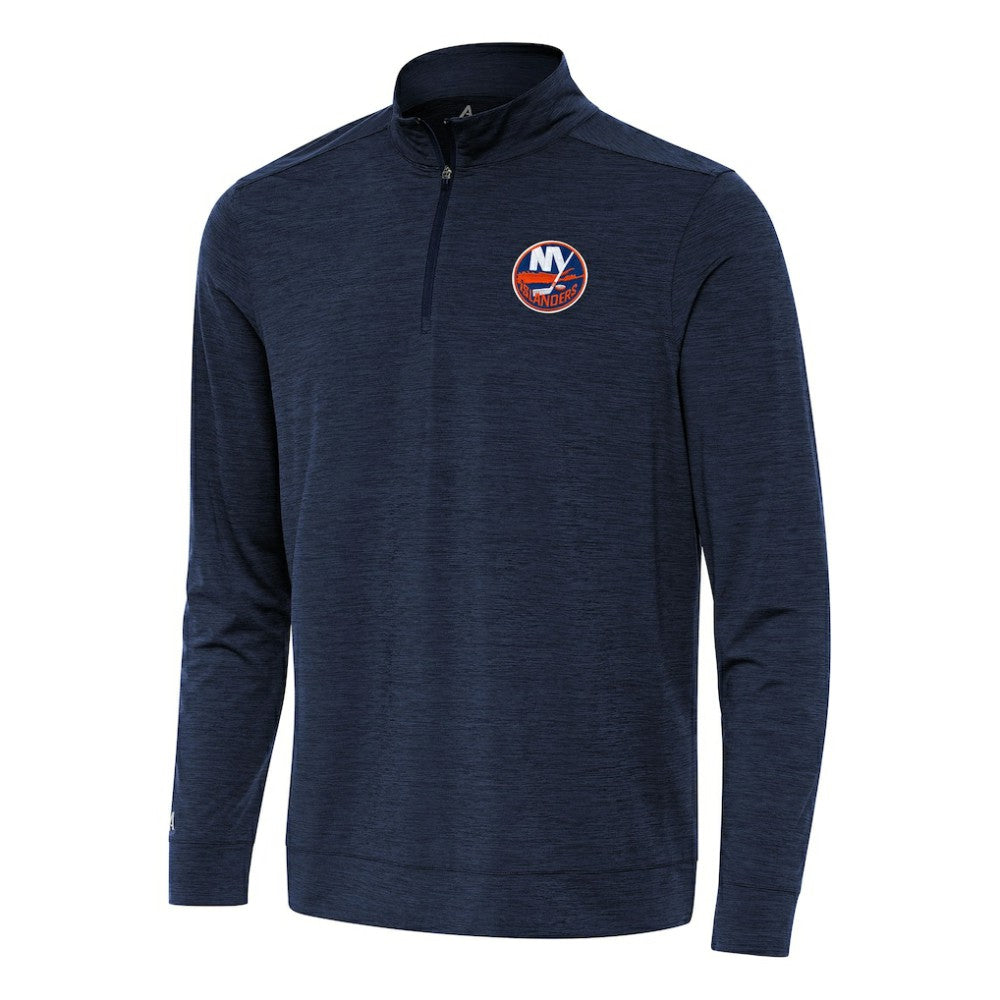 NHL Heather Navy New York Islanders Antigua Bright Quarter-Zip Top