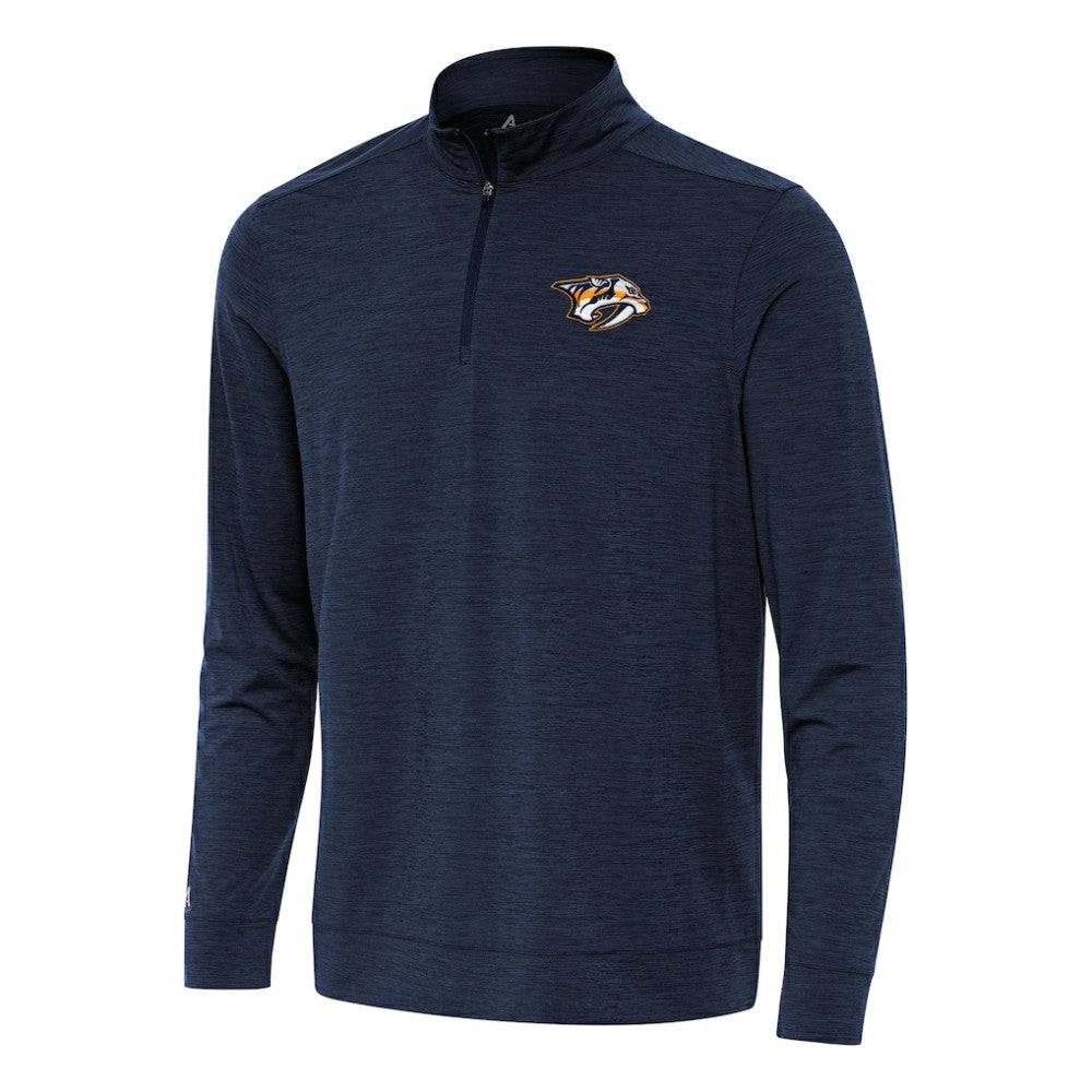 NHL Heather Navy Nashville Predators Antigua Bright Quarter-Zip Top