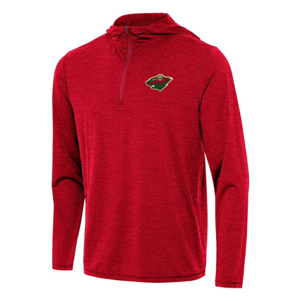 NHL Heather Red Minnesota Wild Antigua Tidy Quarter-Zip Hoodie