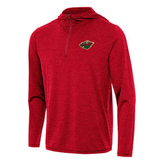 NHL Heather Red Minnesota Wild Antigua Tidy Quarter-Zip Hoodie