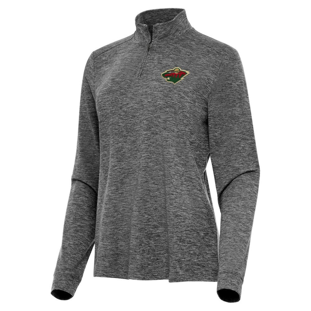NHL Heather Black Minnesota Wild Antigua Women's Mentor Quarter-Zip Mock Long Sleeve Top