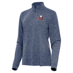 NHL Heather Navy New York Islanders Antigua Women's Mentor Quarter-Zip Mock Long Sleeve Top