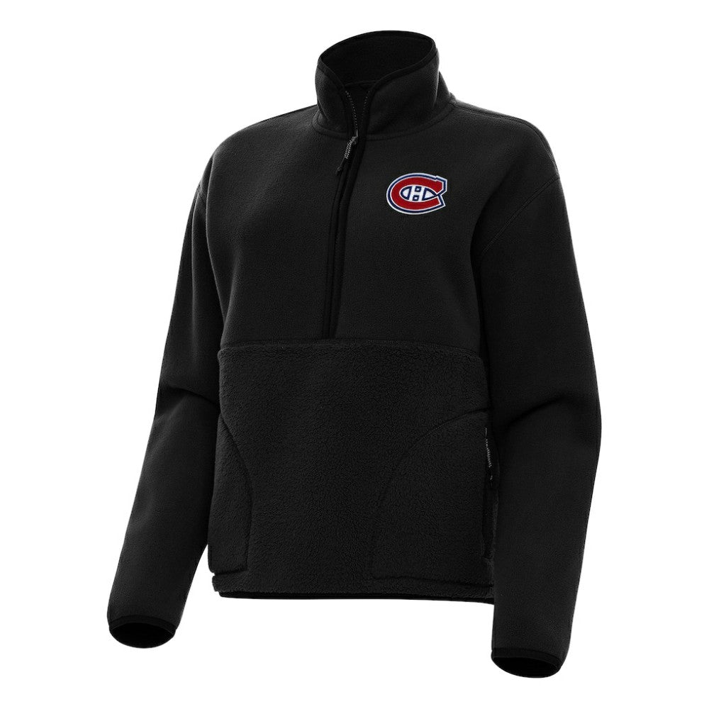 NHL Black Montreal Canadiens Antigua Women's Figure Half-Zip Pullover Sweatshirt
