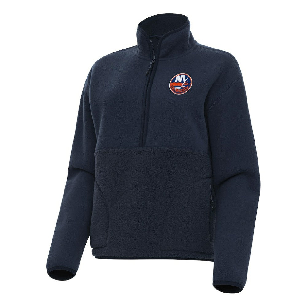 NHL Navy New York Islanders Antigua Women's Figure Half-Zip Pullover Sweatshirt