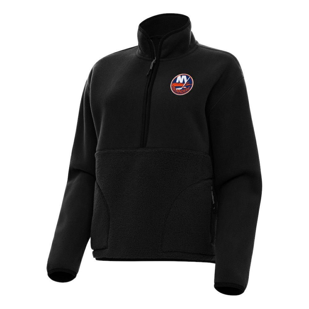 NHL Black New York Islanders Antigua Women's Figure Half-Zip Pullover Sweatshirt