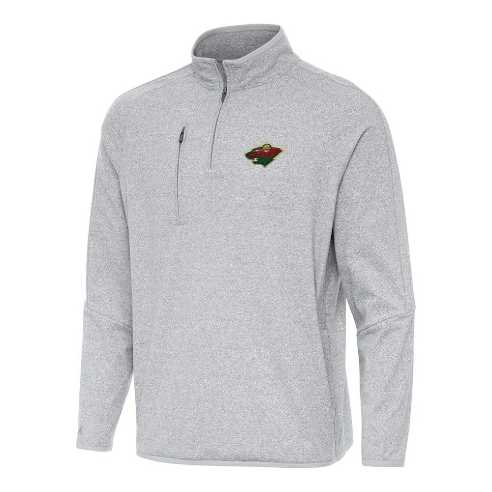 NHL Heather Gray Minnesota Wild Antigua Certain Quarter-Zip Tri-Blend Sweatshirt