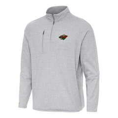 NHL Heather Gray Minnesota Wild Antigua Certain Quarter-Zip Tri-Blend Sweatshirt