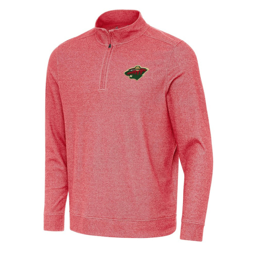 NHL Heather Red Minnesota Wild Antigua Subtle Quarter-Zip Sweatshirt