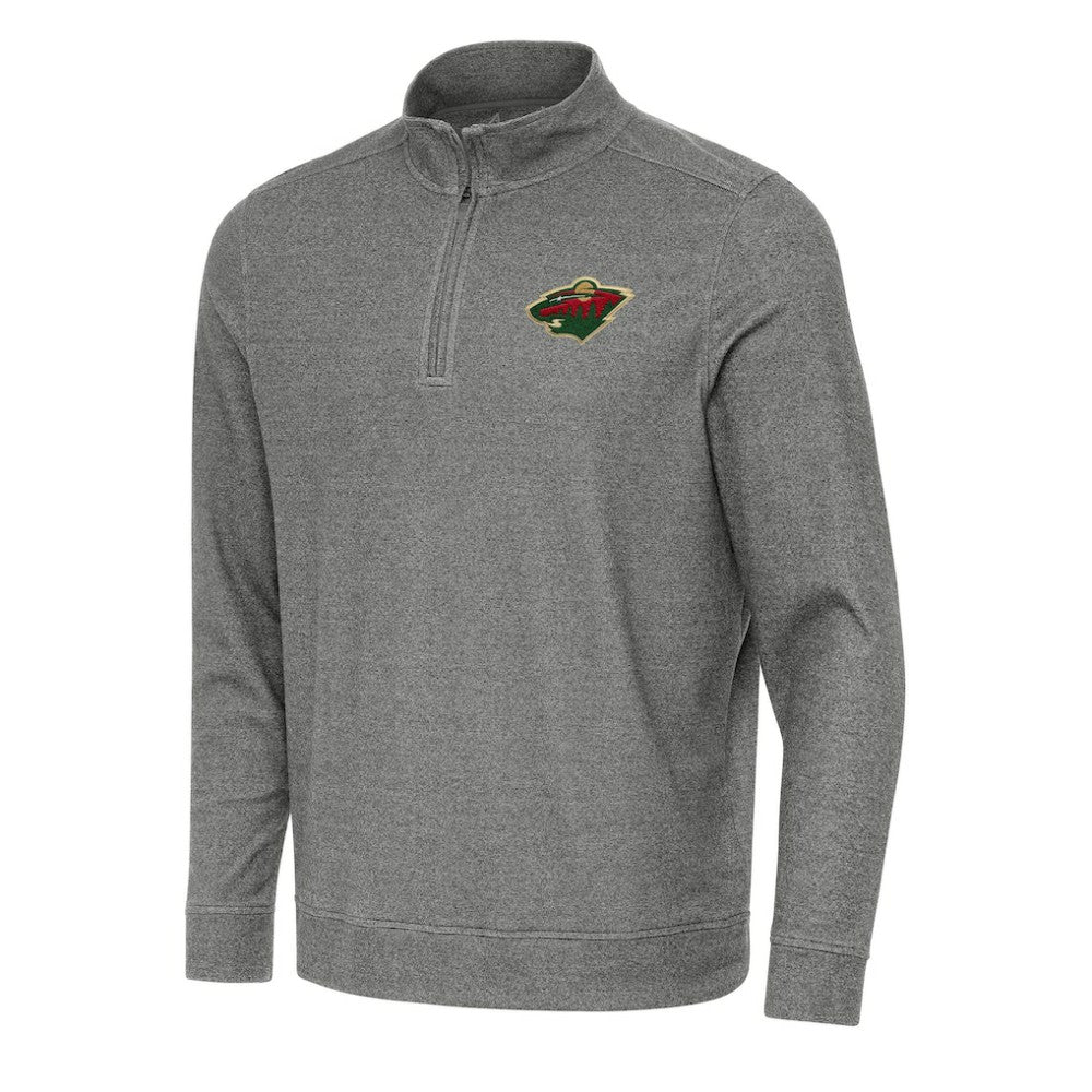 NHL Heather Black Minnesota Wild Antigua Subtle Quarter-Zip Sweatshirt