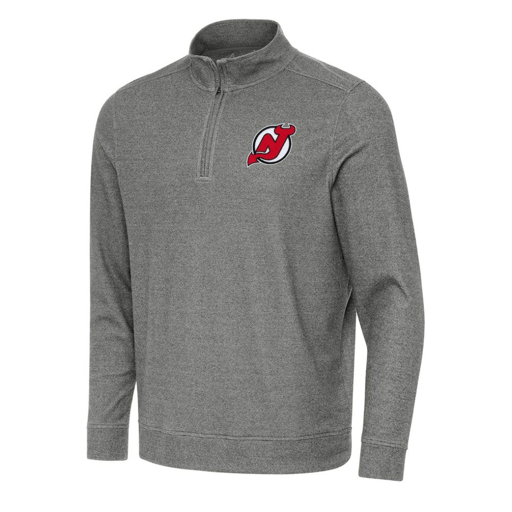 NHL Heather Black New Jersey Devils Antigua Subtle Quarter-Zip Sweatshirt