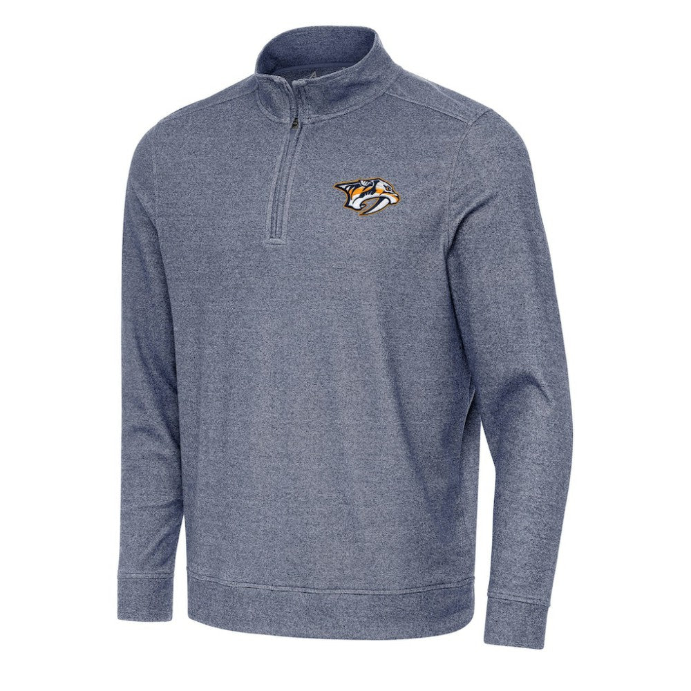 NHL Heather Navy Nashville Predators Antigua Subtle Quarter-Zip Sweatshirt