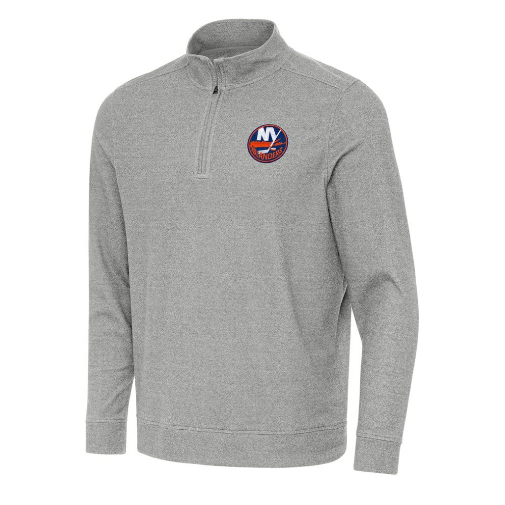 NHL Heather Gray New York Islanders Antigua Subtle Quarter-Zip Sweatshirt