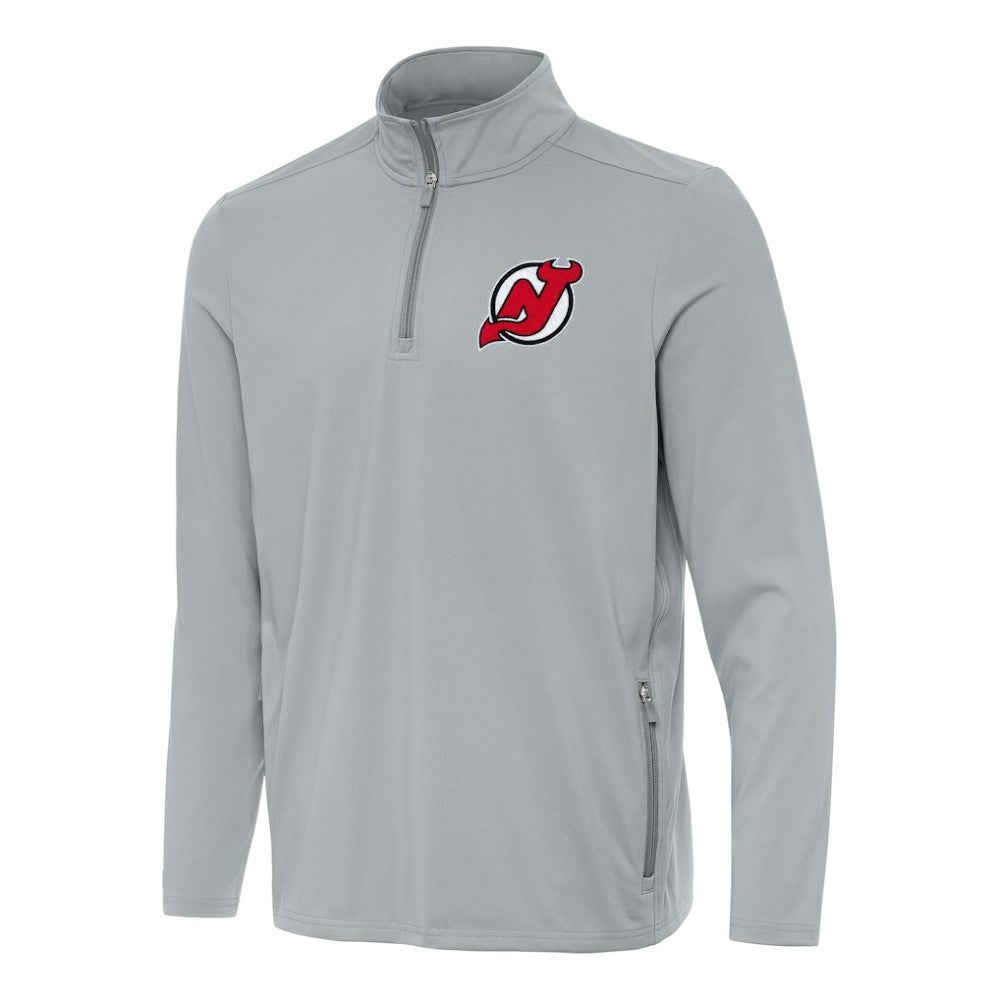 NHL Gray New Jersey Devils Antigua Perilous Quarter-Zip Sweatshirt