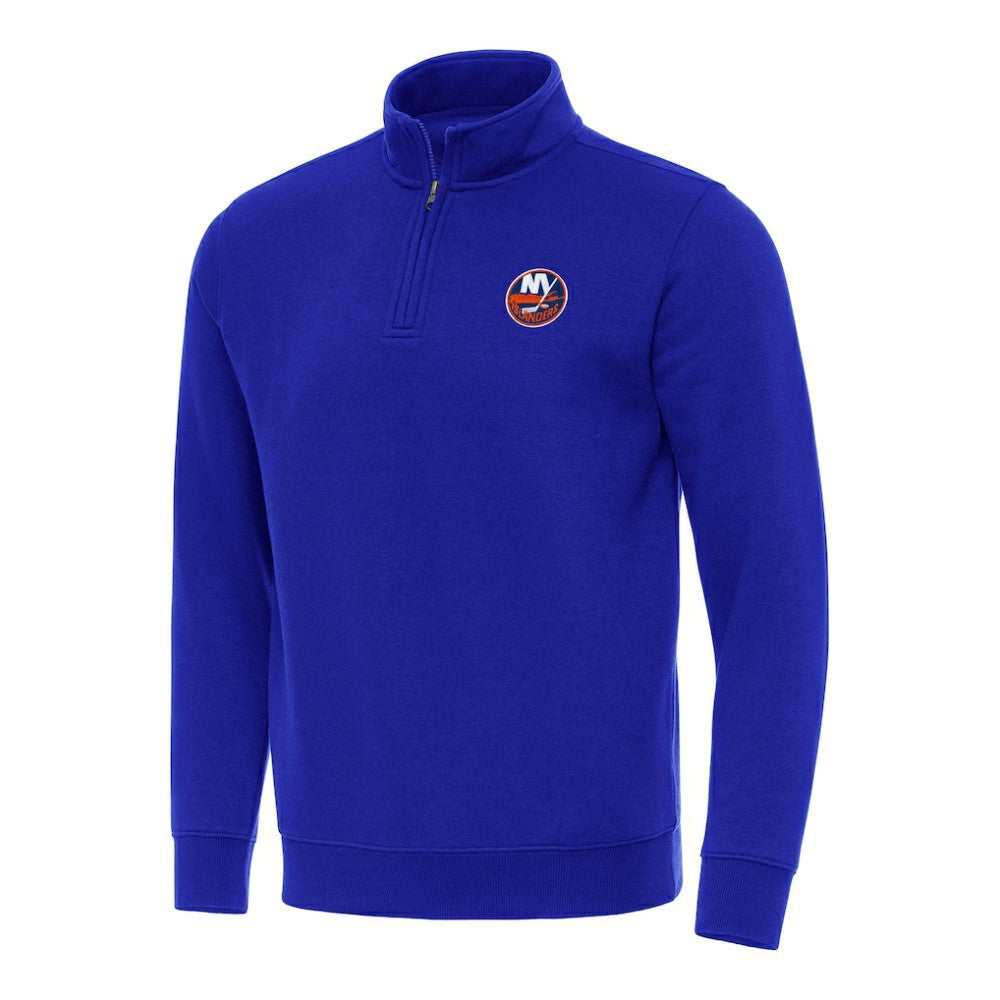 NHL Royal New York Islanders Antigua Victory Quarter-Zip Mock Sweatshirt
