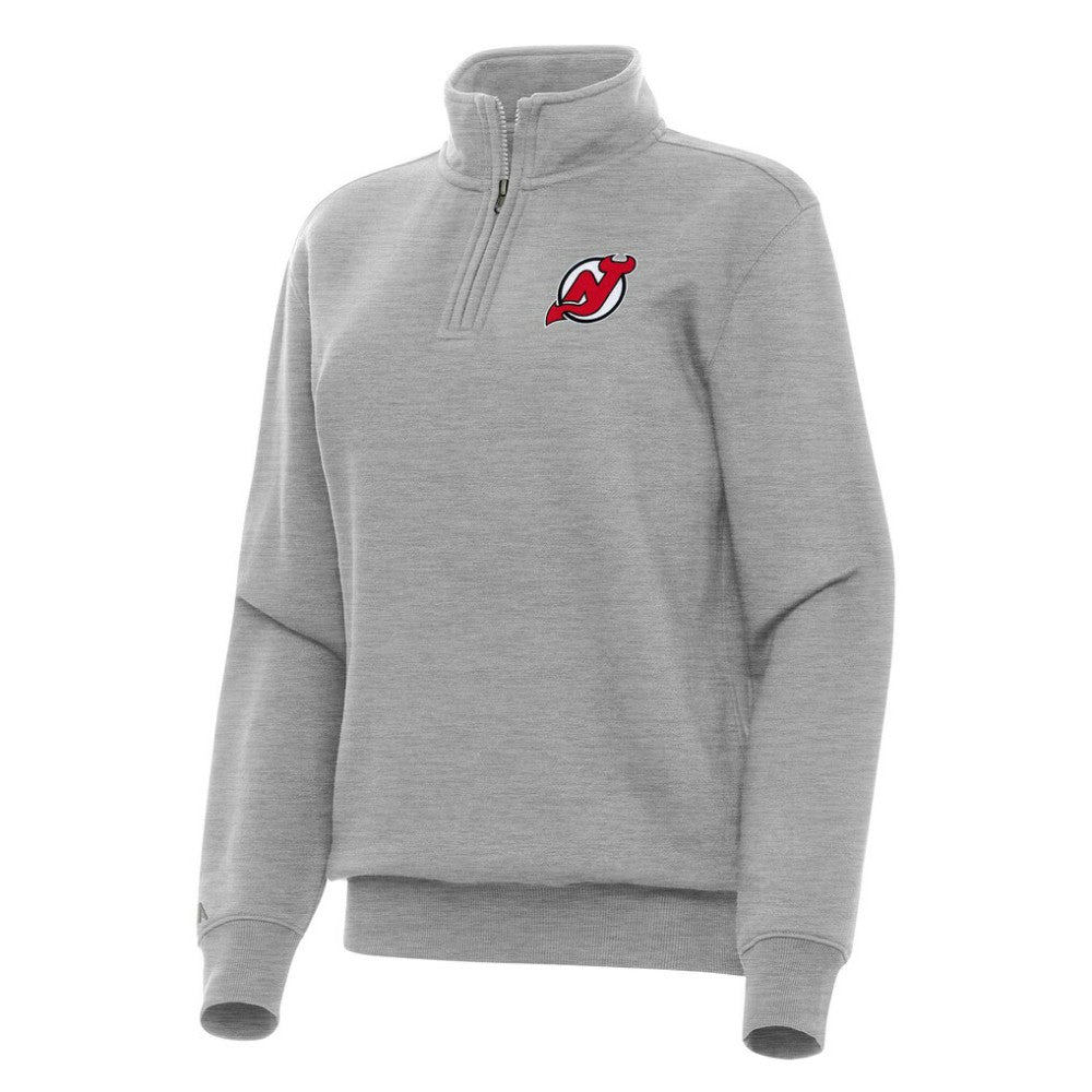 NHL Heather Gray New Jersey Devils Antigua Women's Victory Quarter-Zip Sweatshirt