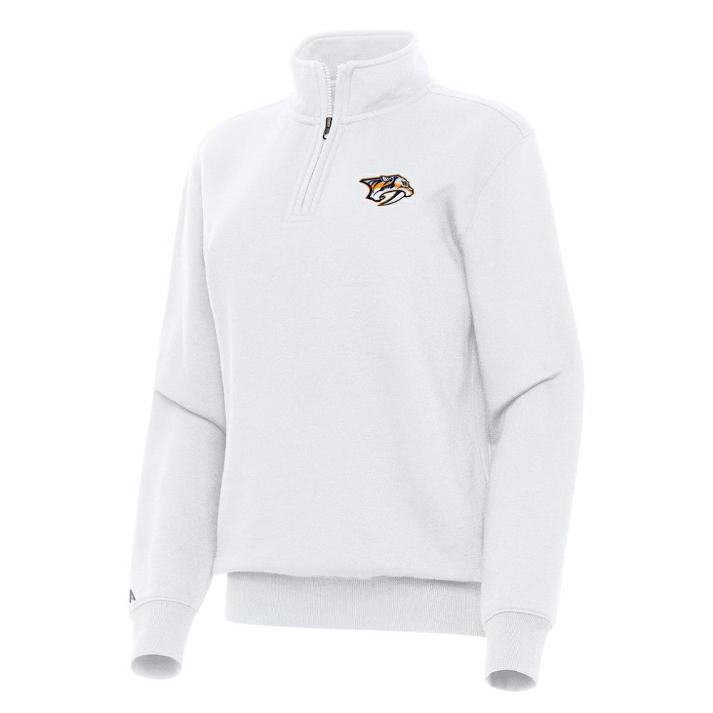 NHL White Nashville Predators Antigua Women's Victory Quarter-Zip Sweatshirt