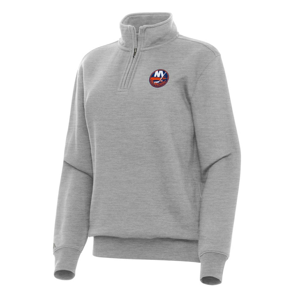 NHL Heather Gray New York Islanders Antigua Women's Victory Quarter-Zip Sweatshirt