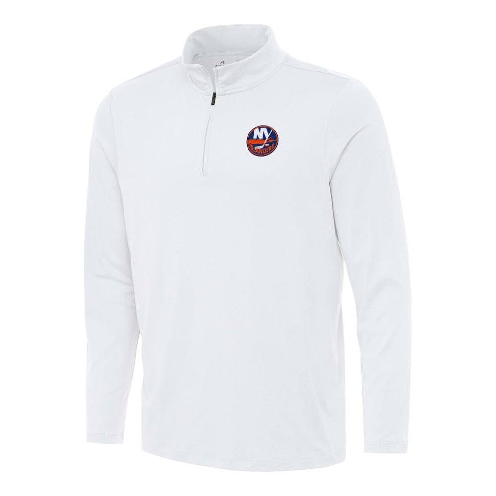 NHL White New York Islanders Antigua Reprocess Quarter-Zip Top
