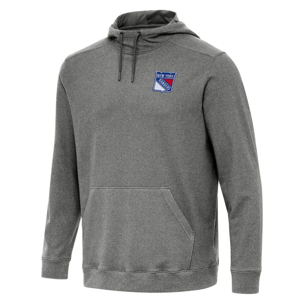 NHL Heather Black New York Rangers Antigua Cloud Pullover Hoodie