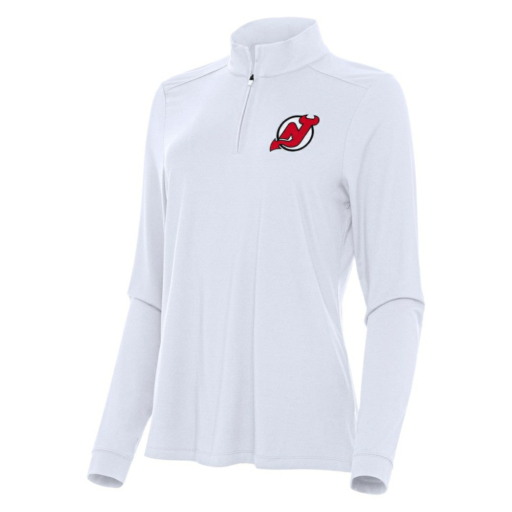 NHL White New Jersey Devils Antigua Women's Intent Quarter-Zip Top