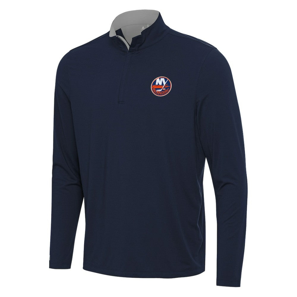 NHL Navy/Gray New York Islanders Antigua Content Quarter-Zip Pullover Top
