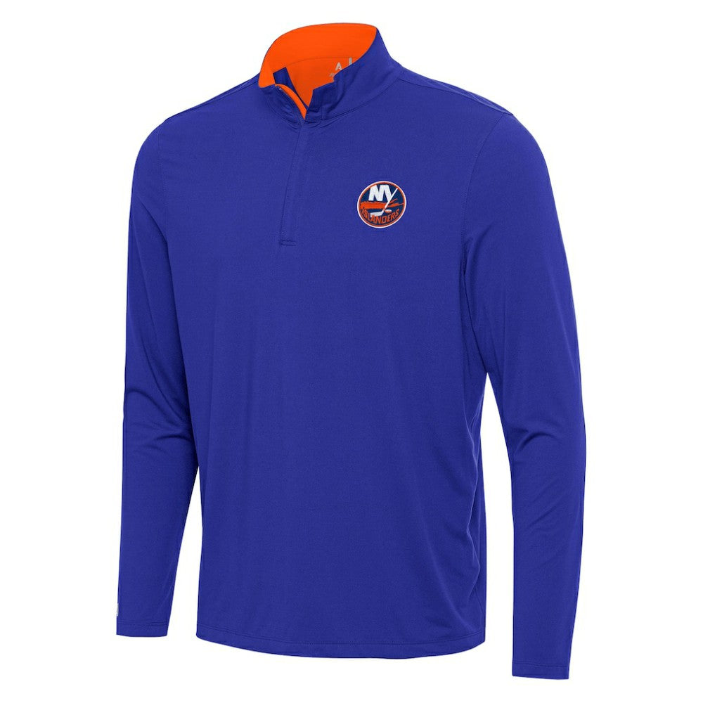 NHL Royal/Orange New York Islanders Antigua Content Quarter-Zip Pullover Top