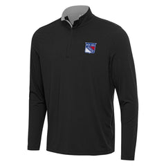 NHL Black/Gray New York Rangers Antigua Content Quarter-Zip Pullover Top