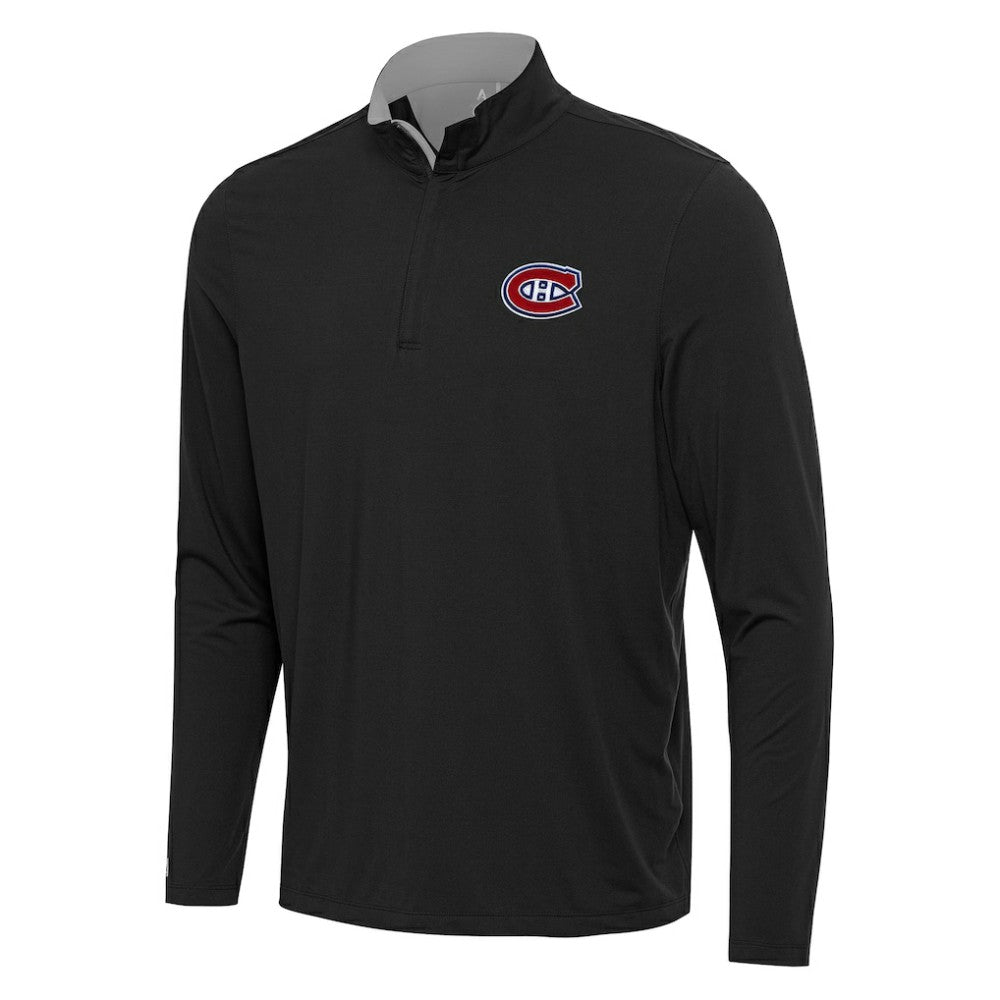 NHL Black/Gray Montreal Canadiens Antigua Content Quarter-Zip Pullover Top