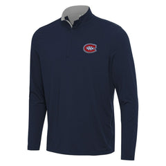 NHL Navy/Gray Montreal Canadiens Antigua Content Quarter-Zip Pullover Top