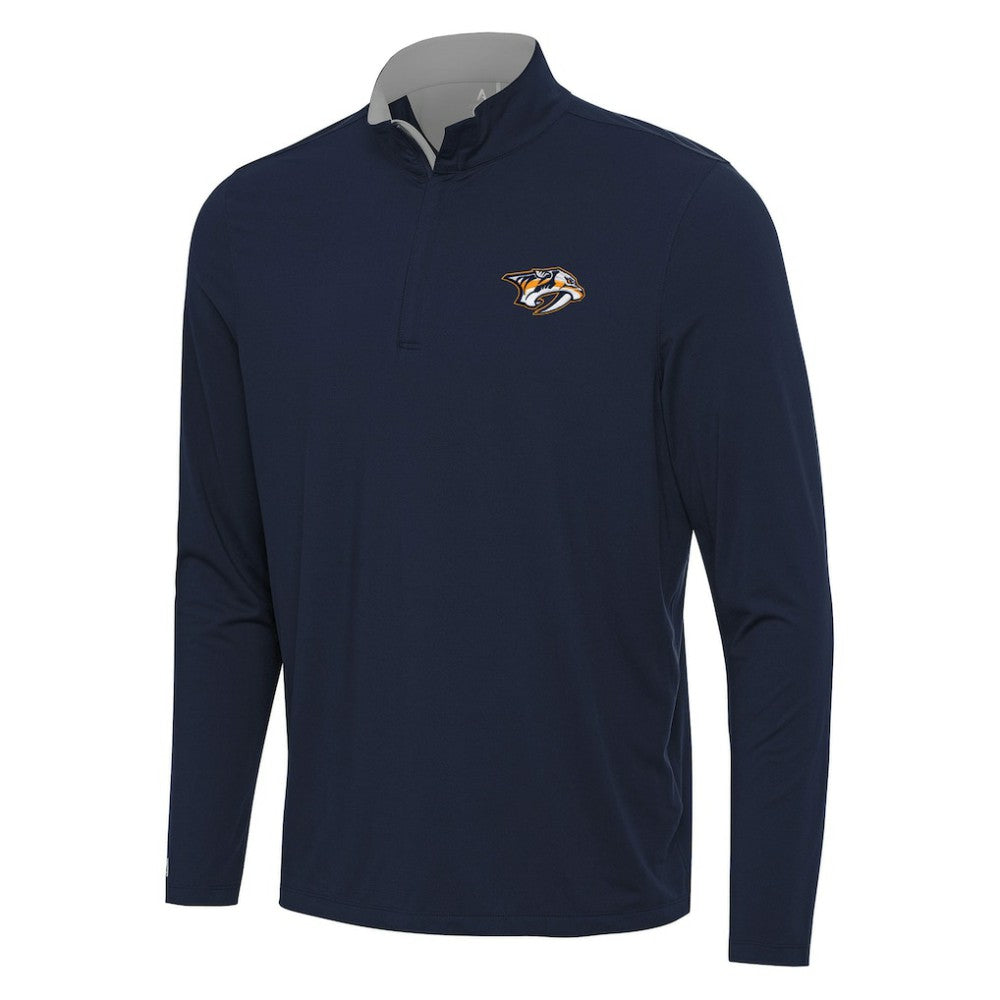 NHL Navy/Gray Nashville Predators Antigua Content Quarter-Zip Pullover Top
