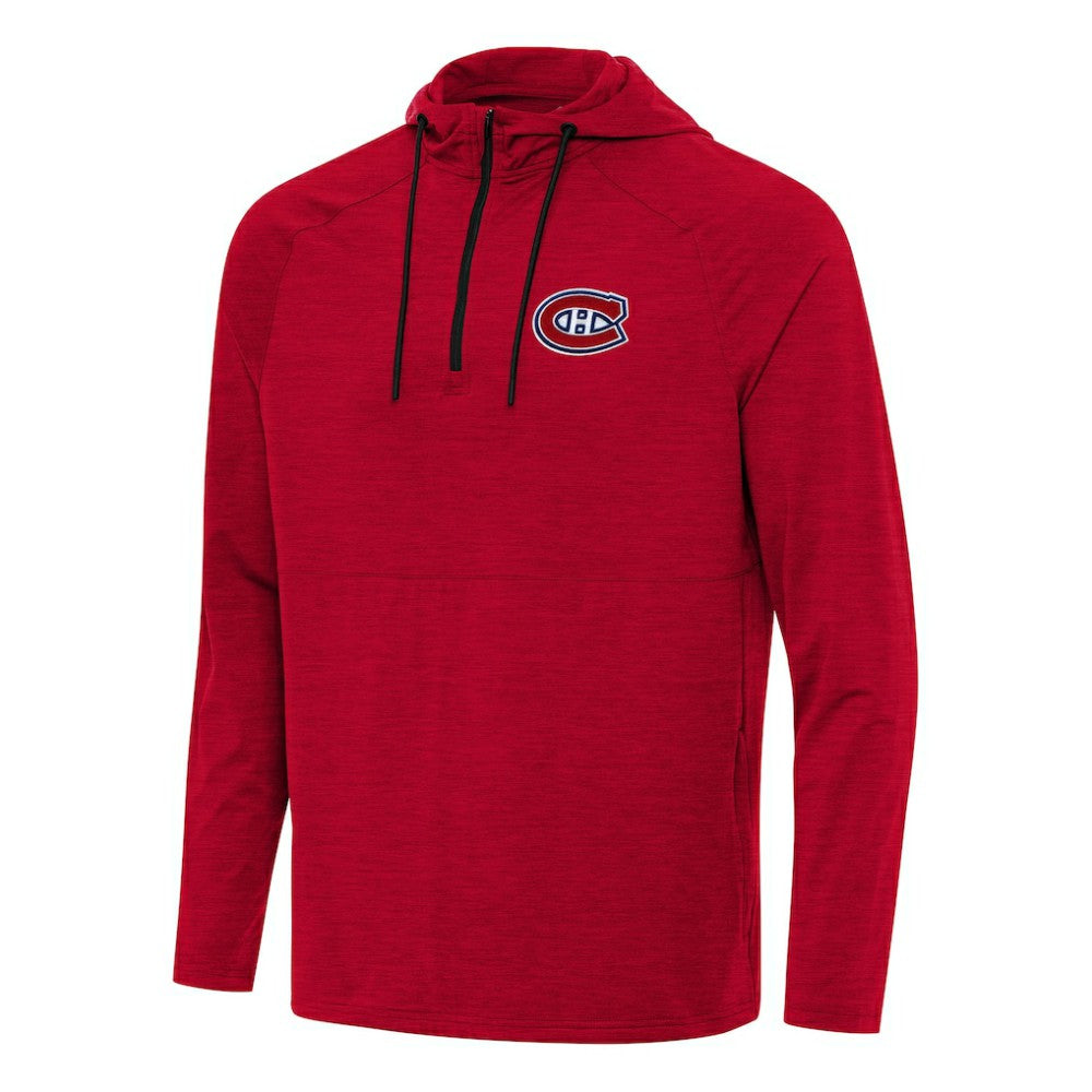 NHL Heather Red Montreal Canadiens Antigua Spikes Quarter-Zip Hoodie