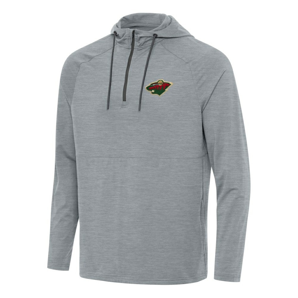 NHL Heather Gray Minnesota Wild Antigua Spikes Quarter-Zip Hoodie