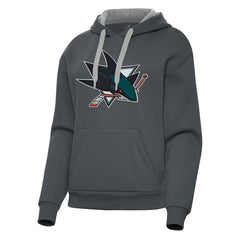 NHL Charcoal San Jose Sharks Antigua Women's Victory Pullover Hoodie