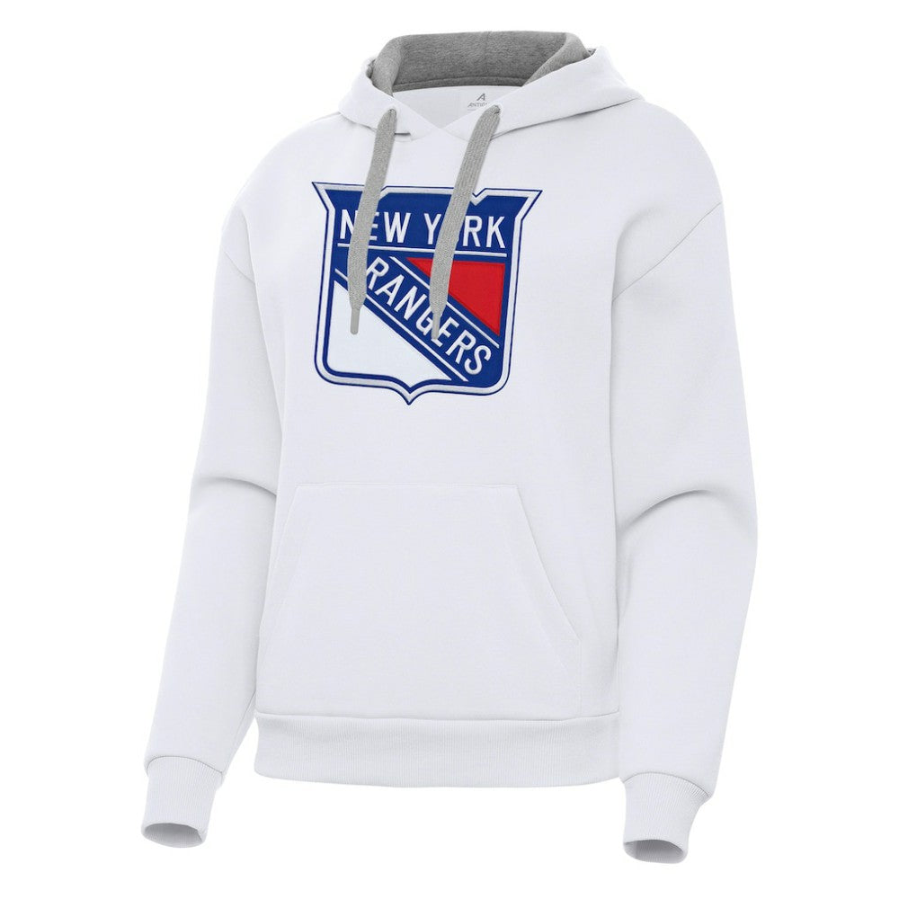 NHL White New York Rangers Antigua Women's Victory Pullover Hoodie