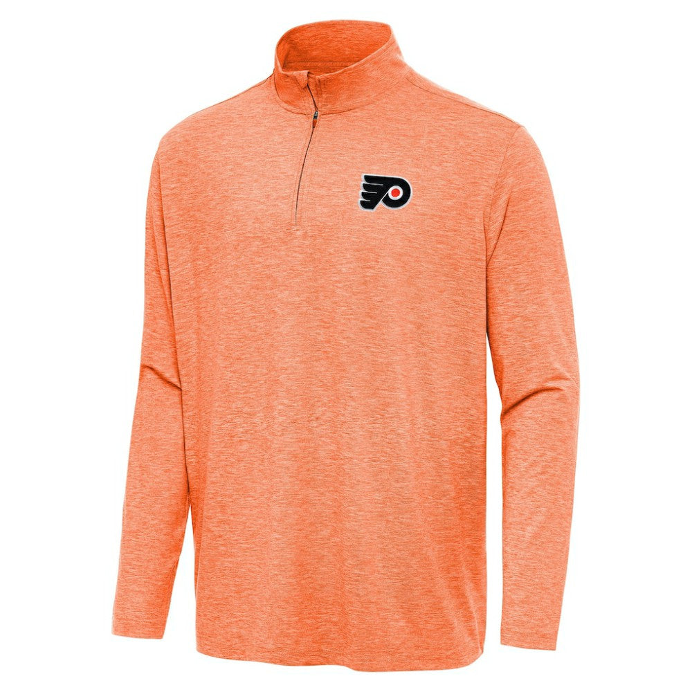 NHL Heather Orange Philadelphia Flyers Antigua Hunk Quarter-Zip Top