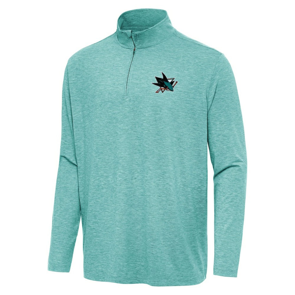 NHL Heather Aqua San Jose Sharks Antigua Hunk Quarter-Zip Top