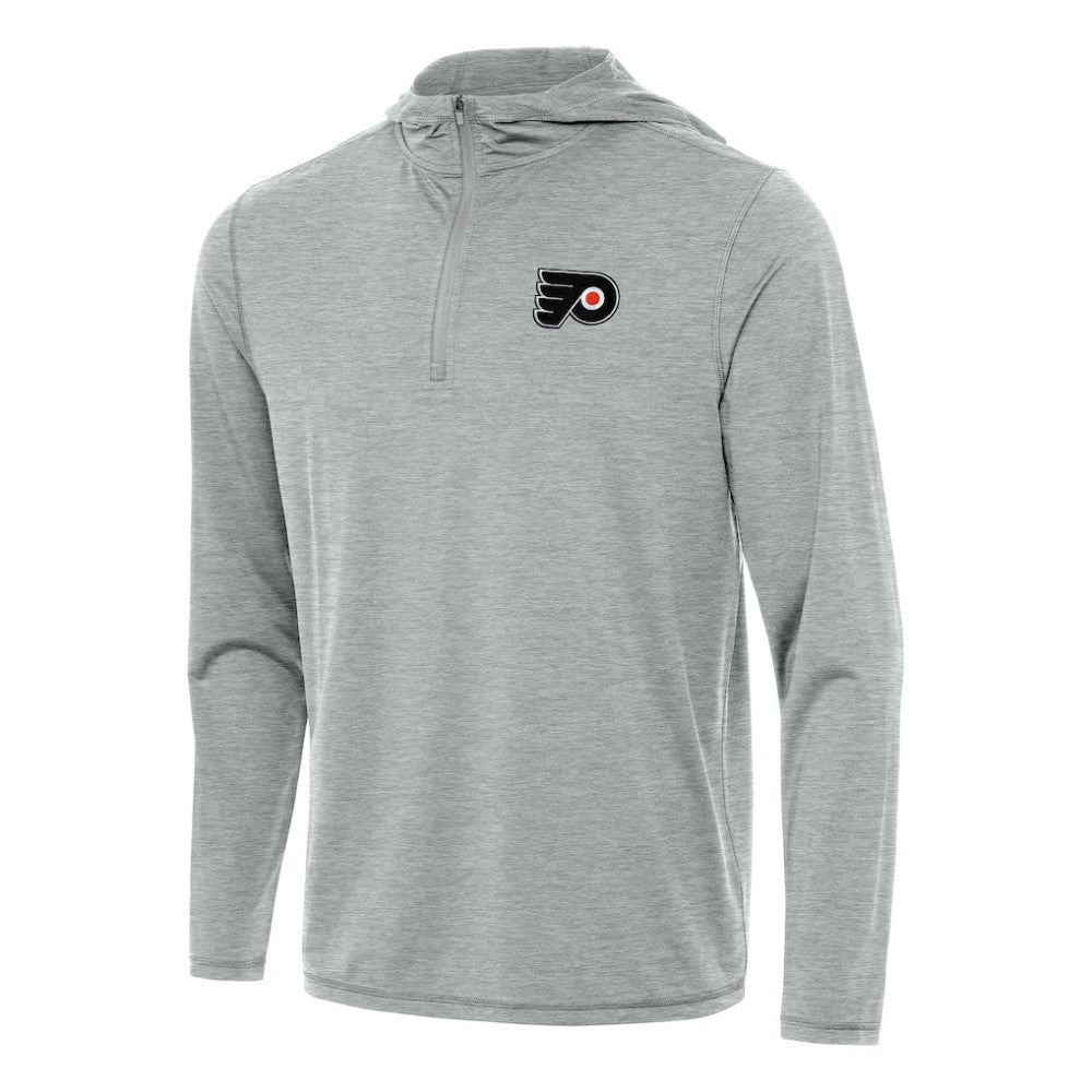 NHL Heather Gray Philadelphia Flyers Antigua Tidy Quarter-Zip Hoodie