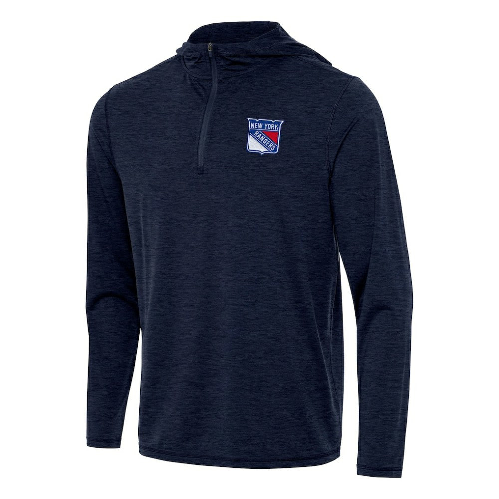 NHL Heather Navy New York Rangers Antigua Tidy Quarter-Zip Hoodie