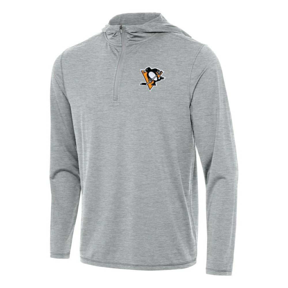 NHL Heather Gray Pittsburgh Penguins Antigua Tidy Quarter-Zip Hoodie