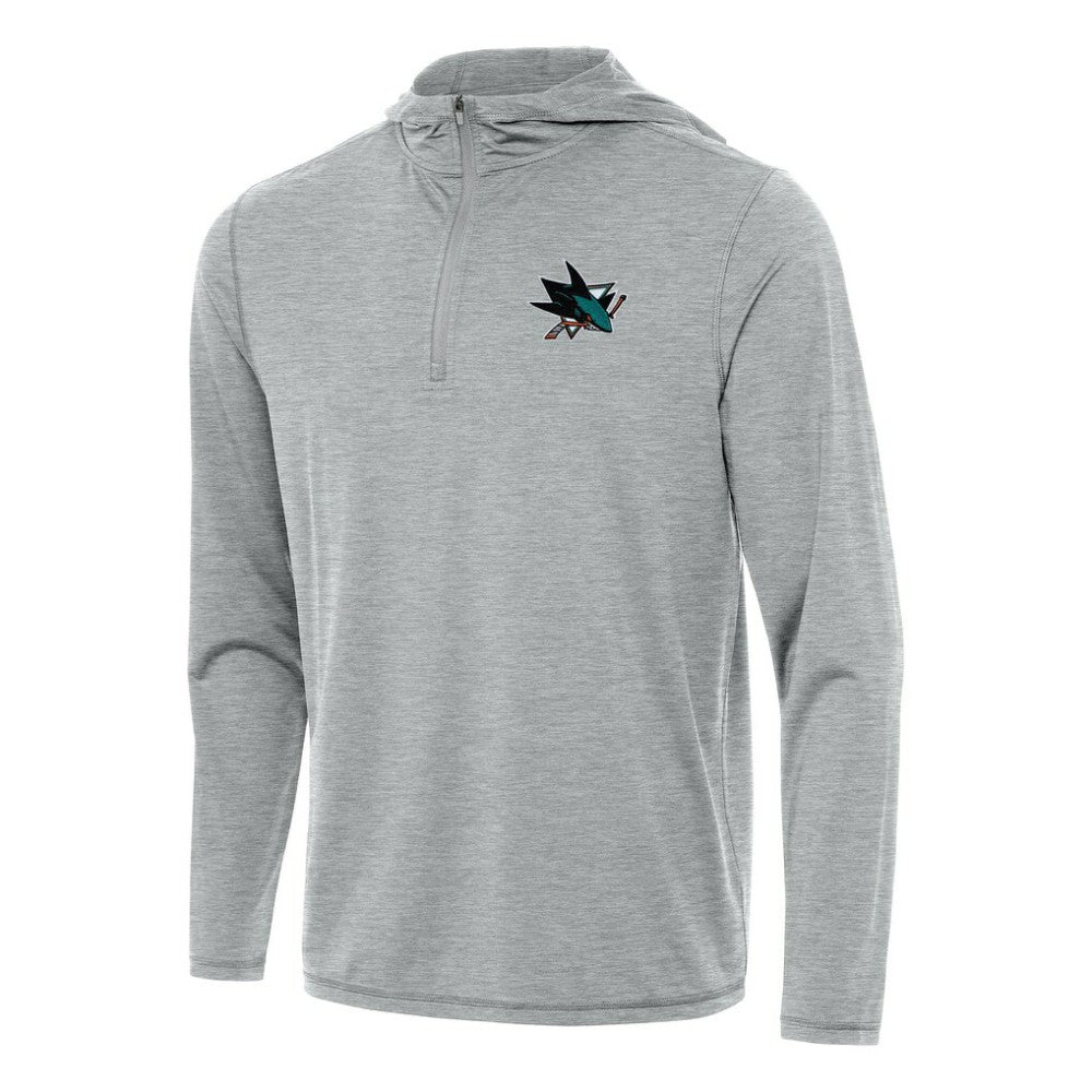 NHL Heather Gray San Jose Sharks Antigua Tidy Quarter-Zip Hoodie