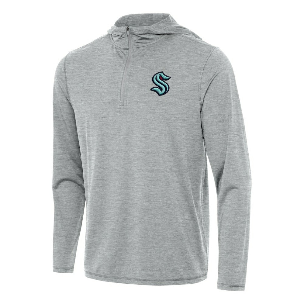NHL Heather Gray Seattle Kraken Antigua Tidy Quarter-Zip Hoodie