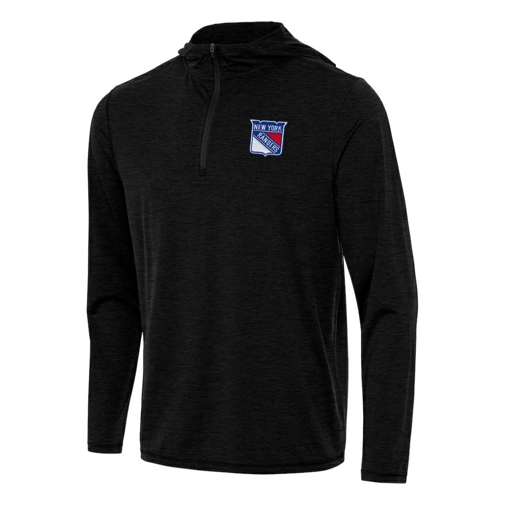 NHL Heather Black New York Rangers Antigua Tidy Quarter-Zip Hoodie