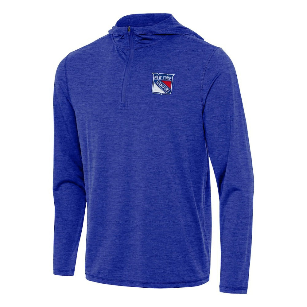 NHL Heather Royal New York Rangers Antigua Tidy Quarter-Zip Hoodie