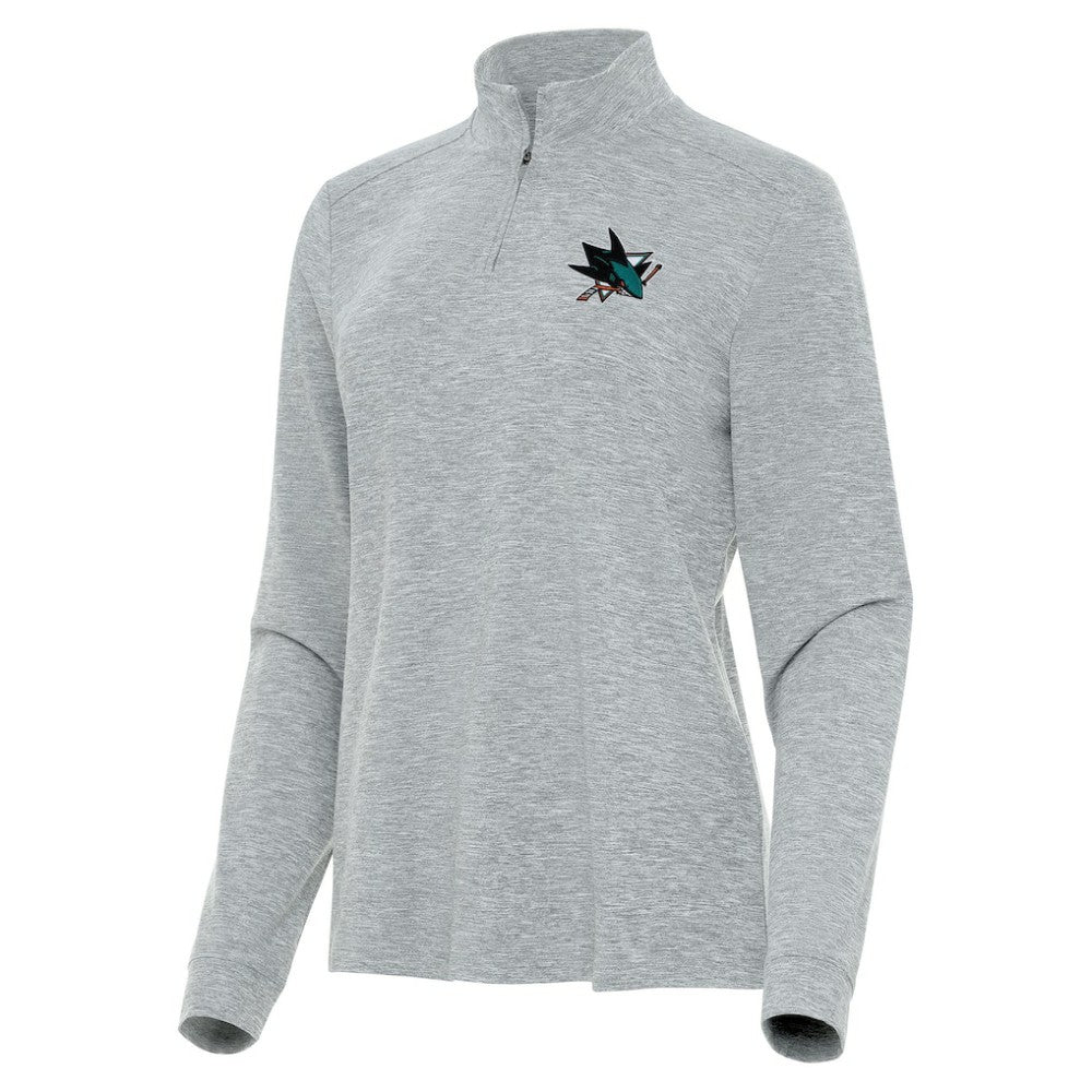 NHL Heather Gray San Jose Sharks Antigua Women's Mentor Quarter-Zip Mock Long Sleeve Top